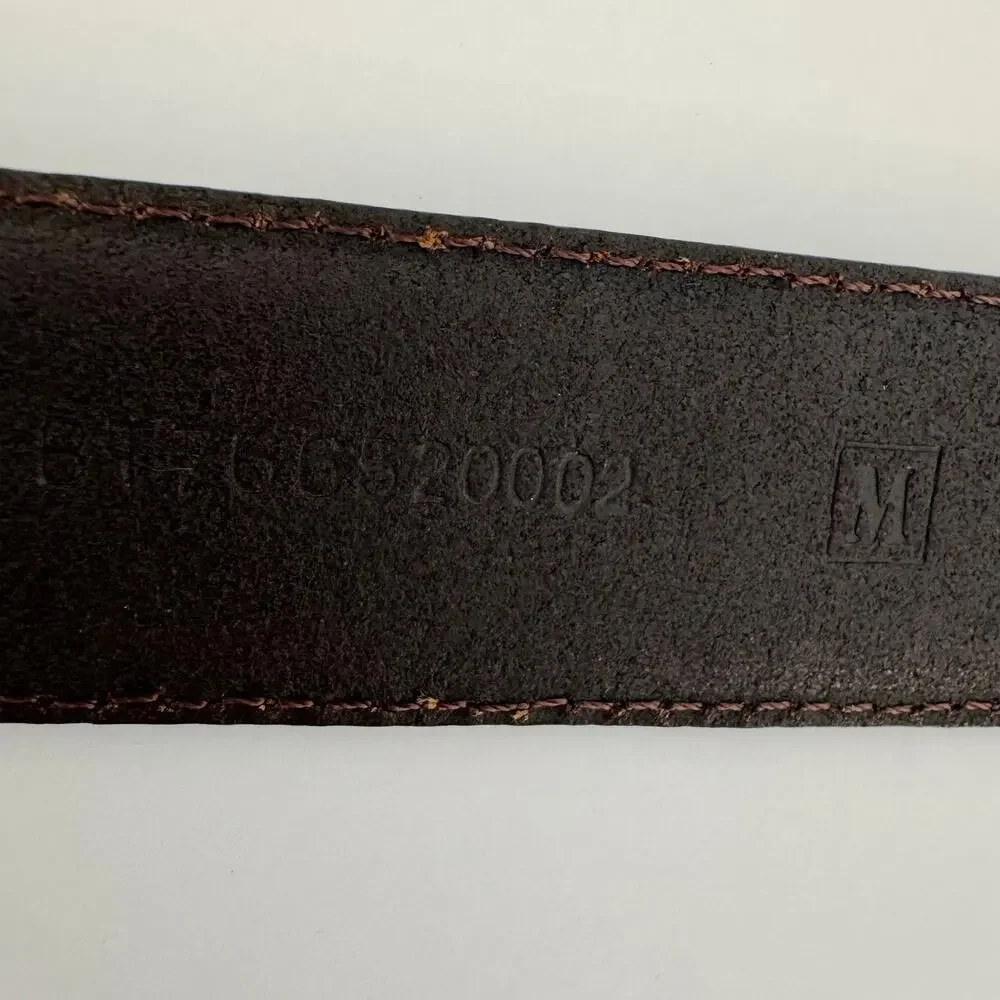 Fossil Brown Leather Belt Silver-Tone Hardware Boho Design Size M